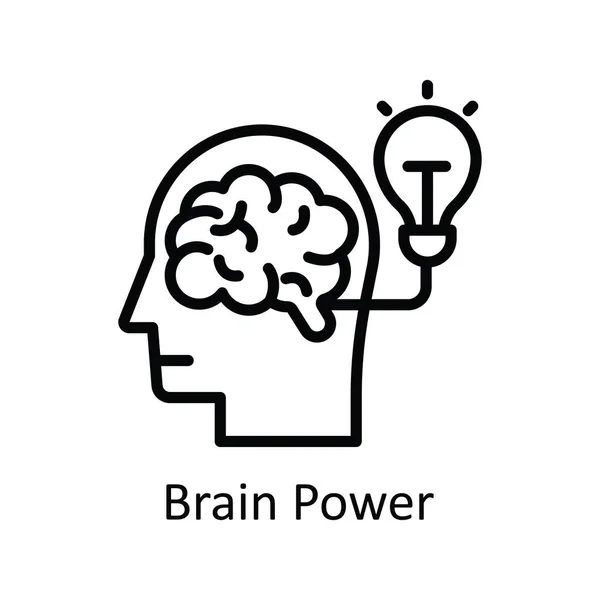 Brain Power Vector Outline Icon Design Illustration Símbolo Mentalidade Humana — Vetor de Stock