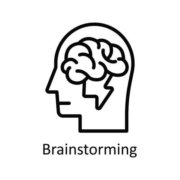 Brainstorming Vector Contorno Icono Diseño Ilustración Símbolo Mentalidad Humana Sobre — Archivo Imágenes Vectoriales