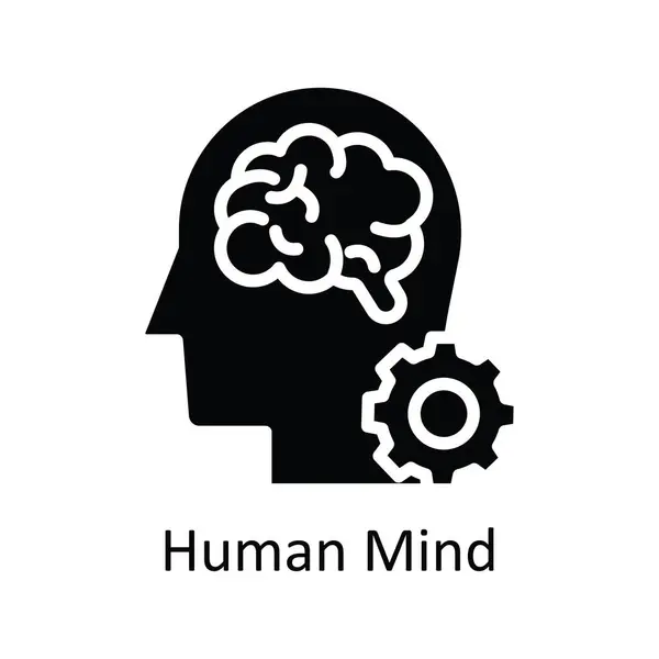 Людський Розум Вектор Твердої Ікони Дизайн Ілюстрація Символ Людської Ментальності — стоковий вектор