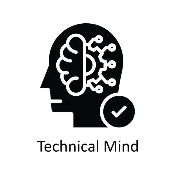 Vector Mental Técnico Icono Sólido Ilustración Diseño Símbolo Mentalidad Humana — Vector de stock