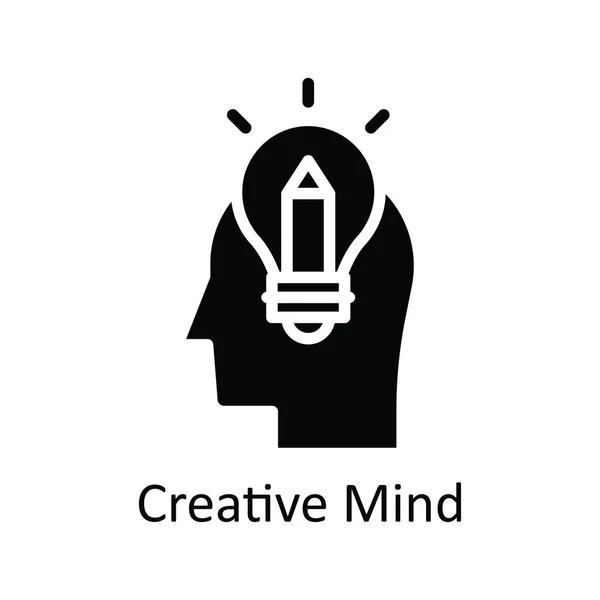 Mente Criativa Vetor Sólido Icon Design Ilustração Símbolo Mentalidade Humana — Vetor de Stock