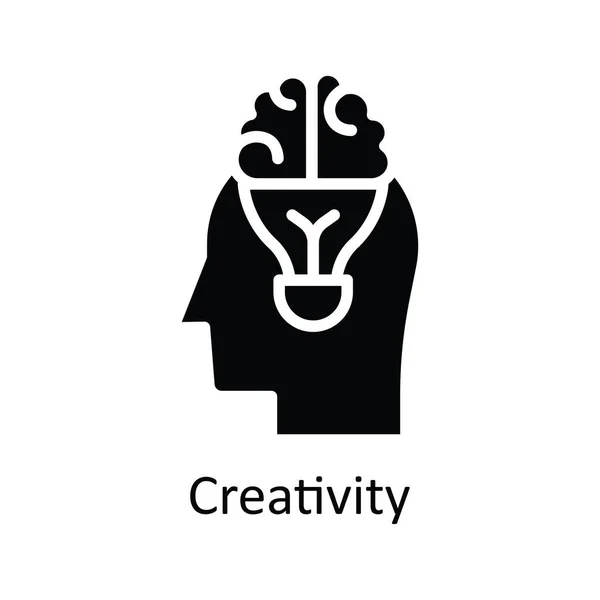 Kreativitet Vektor Solid Ikon Design Illustration Människans Mentalitet Symbol Vit — Stock vektor