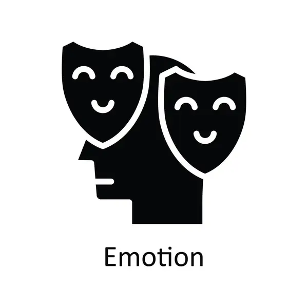 Emoción Vector Sólido Icono Diseño Ilustración Símbolo Mentalidad Humana Sobre — Archivo Imágenes Vectoriales
