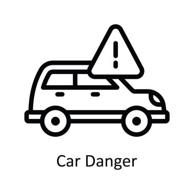 Araba Tehlike vektörü Tasarım tasarımı çizimi. Beyaz arkaplan EPS 10 Dosyasında Araba Kazası Sembolü