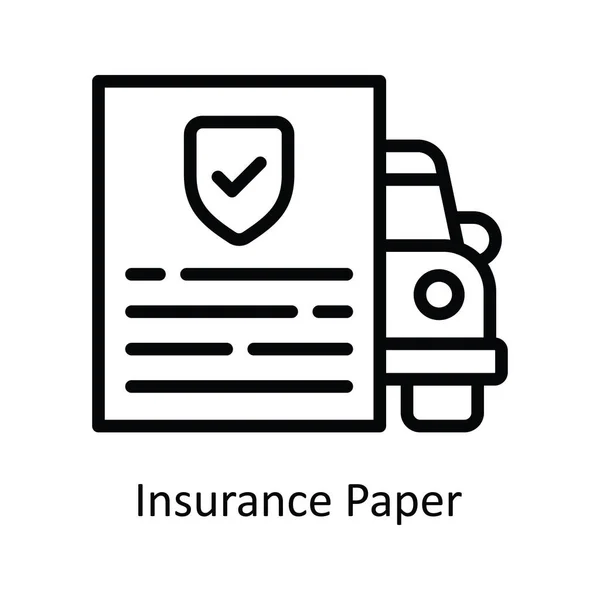 Insurance Paper Vector Outline Icon Design Illustration Car Accident Symbol — Stock Vector
