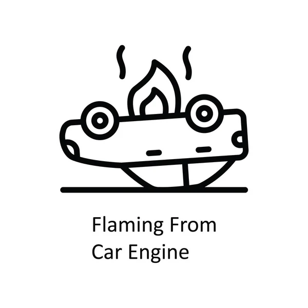 Vetor Incêndio Motor Esboço Icon Design Ilustração Símbolo Acidente Carro — Vetor de Stock