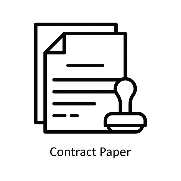 Contract Paper Vector Outline Icon Design Illustration Autounfallsymbol Auf Weißem — Stockvektor