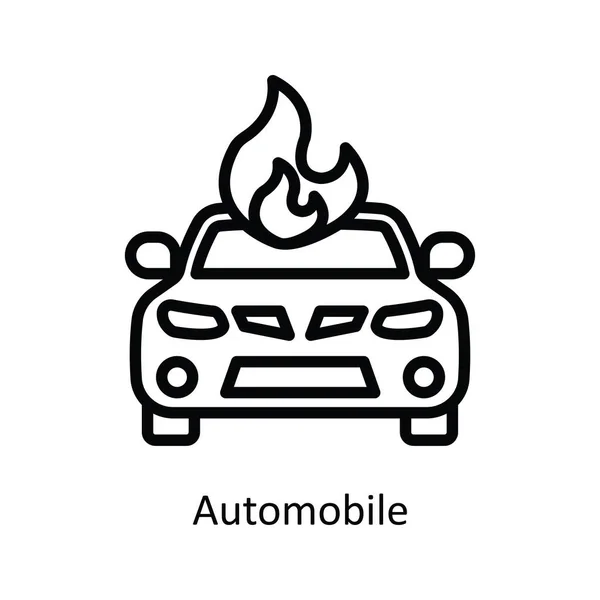 Desenho Vetor Queimadura Carro Ilustração Projeto Ícone Símbolo Acidente Carro — Vetor de Stock