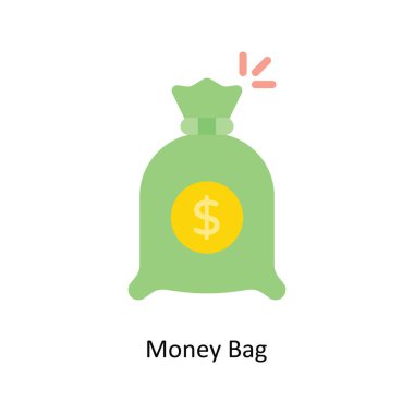 Para Torbası vektörü düz Simge Tasarımı illüstrasyonu.