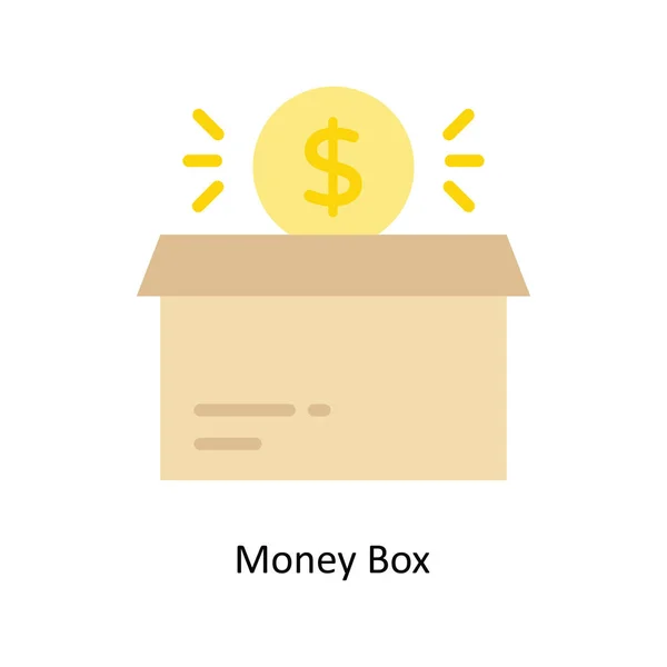 Money Box Wektor Płaska Ikona Projekt Ilustracja — Wektor stockowy