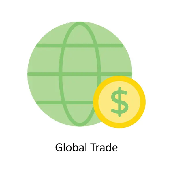 Global Trade Vecteur Plat Icône Illustration Conception — Image vectorielle