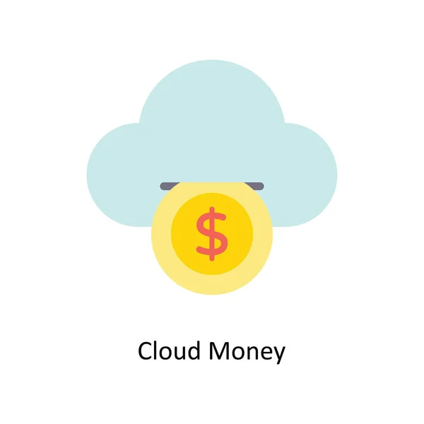 Cloud Money Vector Plano Icono Diseño Ilustración — Vector de stock