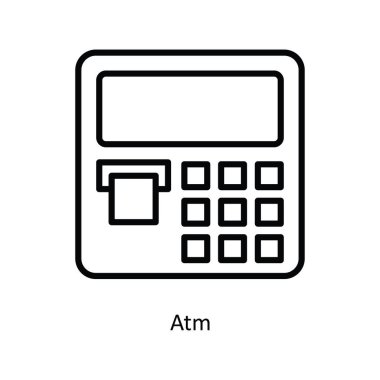 Atm vektör taslağı Simge Tasarımı illüstrasyonu. Beyaz arkaplan EPS 10 Dosyasında Banka Sembolü