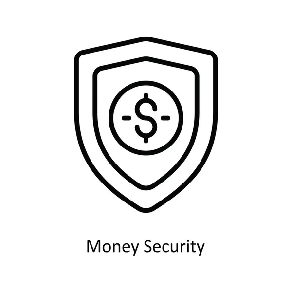 Přehled Vektorů Zabezpečení Peněz Ikona Design Ilustrace Bankovní Symbol Bílém — Stockový vektor
