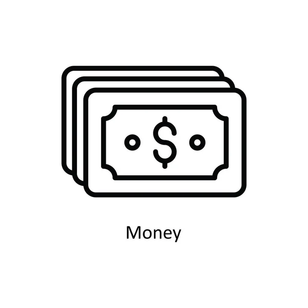 Esquema Del Vector Dinero Icono Diseño Ilustración Símbolo Bancario Sobre — Archivo Imágenes Vectoriales