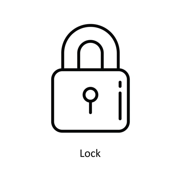 Lock Vector Outline Icon Design Illustration Bank Symbol White Background — Stock Vector