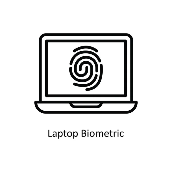 Laptop Biometric Vector Outline Icon Design Illustration Banco Símbolo Fundo — Vetor de Stock