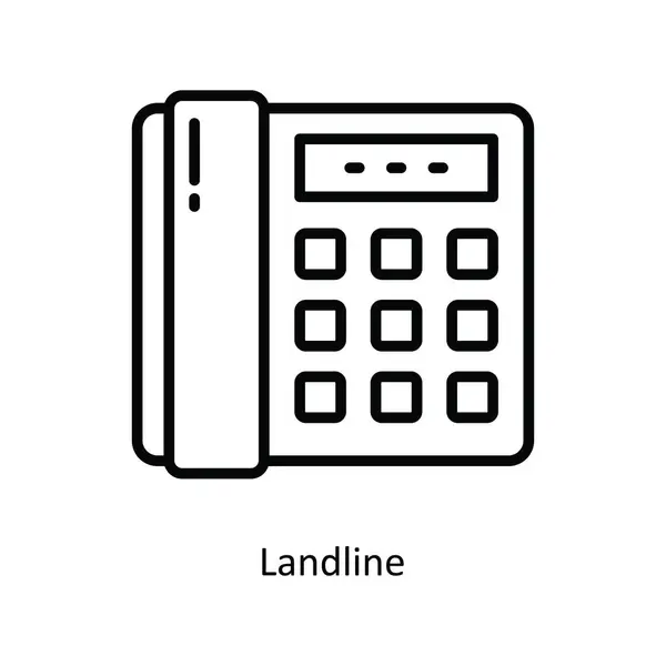 ランドラインベクトルアウトラインアイコンデザインイラスト ホワイトバックグラウンドの銀行シンボル Eps 10ファイル — ストックベクタ