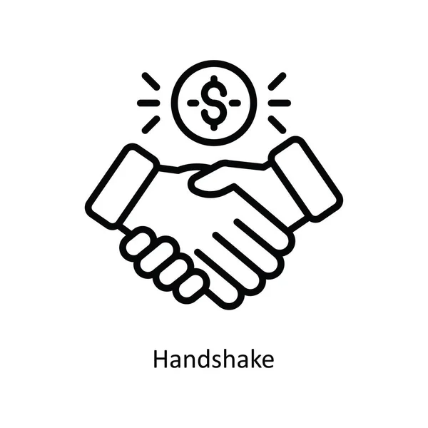 Esquema Del Vector Handshake Icono Ilustración Diseño Símbolo Bancario Sobre — Archivo Imágenes Vectoriales
