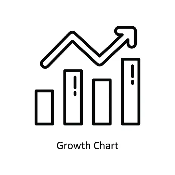 Growth Chart Vector Outline Icon Design Illustration Bank Symbol White — Stock Vector