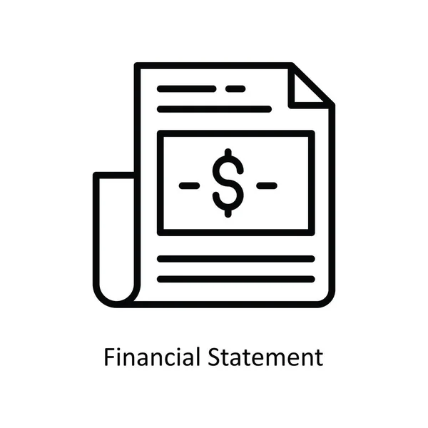 Financial Statement Vector Outline Icon Design Illustration Bank Symbol White — Stock Vector