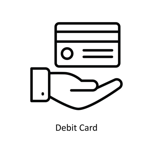 Debit Card Διανυσματικό Περίγραμμα Εικονίδιο Σχεδιασμός Εικόνα Σύμβολο Τράπεζας Άσπρο — Διανυσματικό Αρχείο
