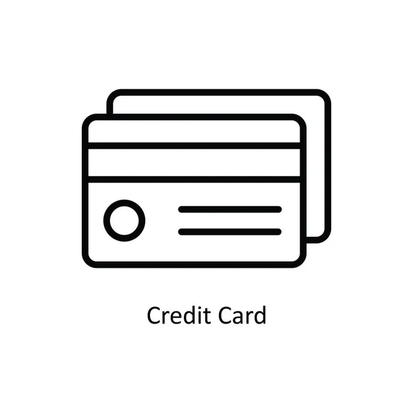 Hitelkártya Vektor Vázlat Ikon Design Illusztráció Bank Symbol Fehér Háttér — Stock Vector