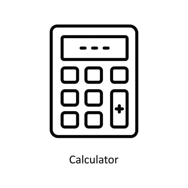 Calculatrice Contour Vectoriel Icône Illustration Conception Symbole Banque Sur Fond — Image vectorielle