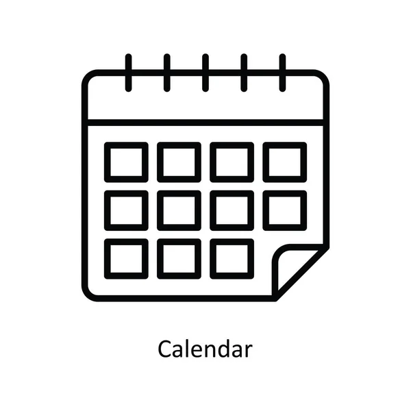 Kalendervektorumriss Icon Design Illustration Banksymbol Auf Weißem Hintergrund Eps File — Stockvektor