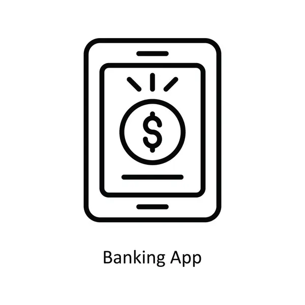 Banking App Vector Outline Icona Illustrazione Design Simbolo Banca Sfondo — Vettoriale Stock