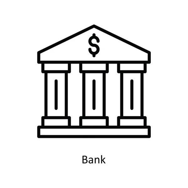 Banca Esquema Vectorial Icono Diseño Ilustración Símbolo Bancario Sobre Fondo — Vector de stock