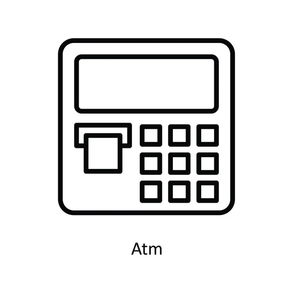 Atmベクトルアウトラインアイコンデザインイラスト ホワイトバックグラウンドの銀行シンボル Eps 10ファイル — ストックベクタ