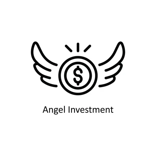Angel Investment Zarys Wektora Icon Design Ilustracji Symbol Banku Białym — Wektor stockowy