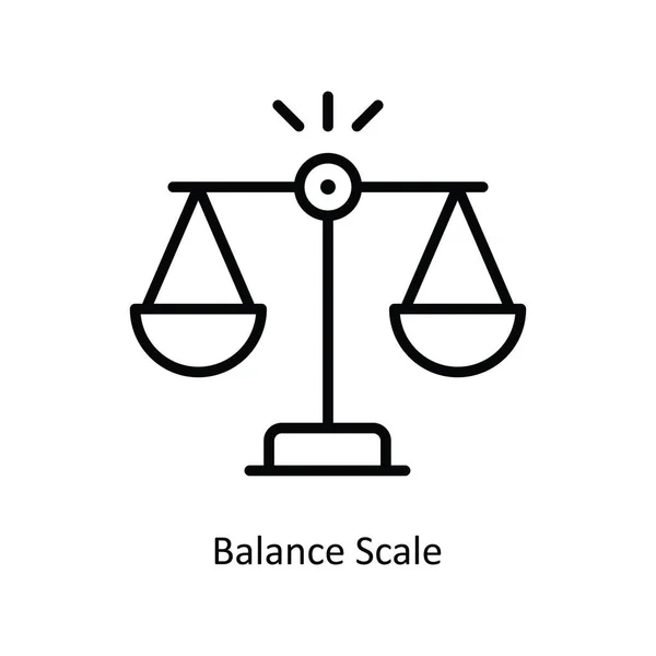 Балансова Шкала Векторного Контуру Ілюстрація Піктограми Дизайну Символ Банку Білому — стоковий вектор