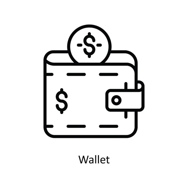 Monedero Vector Contorno Icono Diseño Ilustración Símbolo Bancario Sobre Fondo — Vector de stock