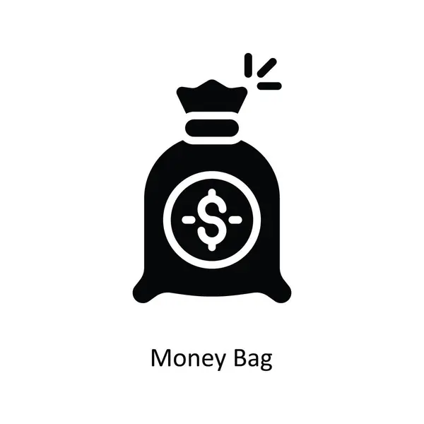 Geld Bag Vector Solide Pictogram Ontwerp Illustratie Bank Symbool Witte — Stockvector
