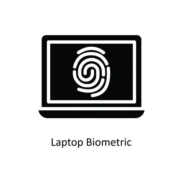Portátil Vector Biométrico Sólido Icono Diseño Ilustración Símbolo Bancario Sobre — Archivo Imágenes Vectoriales