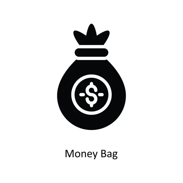 Geld Bag Vector Solide Pictogram Ontwerp Illustratie Bank Symbool Witte — Stockvector