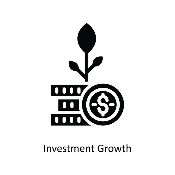 Inwestycje Wzrost Wektor Solidny Ikona Projekt Ilustracja Symbol Banku Białym — Wektor stockowy