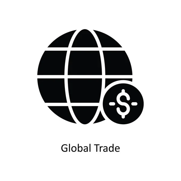 Global Trade Vektor Solidní Icon Design Ilustrace Bankovní Symbol Bílém — Stockový vektor