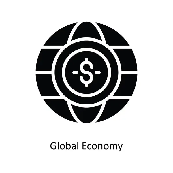 Wektor Globalnej Gospodarki Solidna Ikona Projekt Ilustracji Symbol Banku Białym — Wektor stockowy