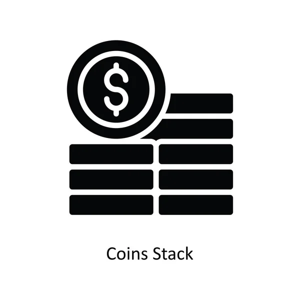 Mynt Stack Vektor Solid Ikon Design Illustration Banksymbol Vit Bakgrund — Stock vektor