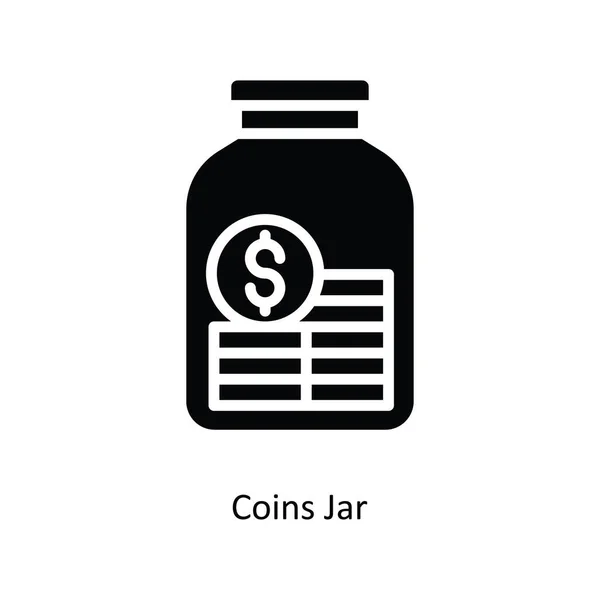 Monety Jar Wektor Solidny Ikona Projekt Ilustracja Symbol Banku Białym — Wektor stockowy