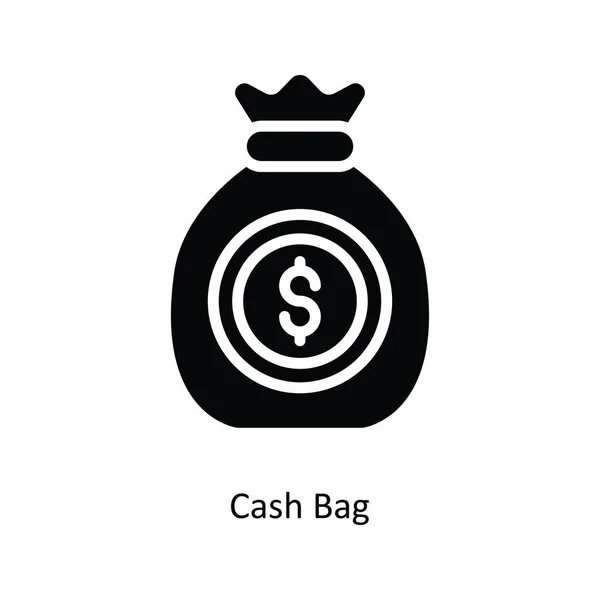 Cash Bag Wektor Solidny Ikona Projekt Ilustracji Symbol Banku Białym — Wektor stockowy