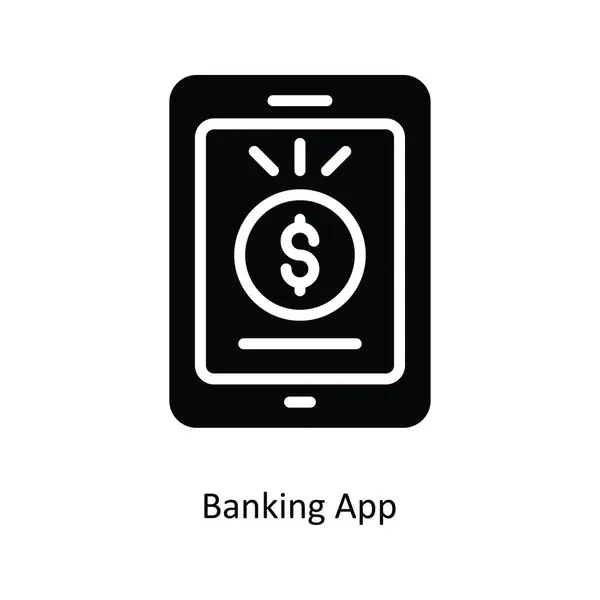 Banking App Vector Sólido Icono Diseño Ilustración Símbolo Bancario Sobre — Archivo Imágenes Vectoriales