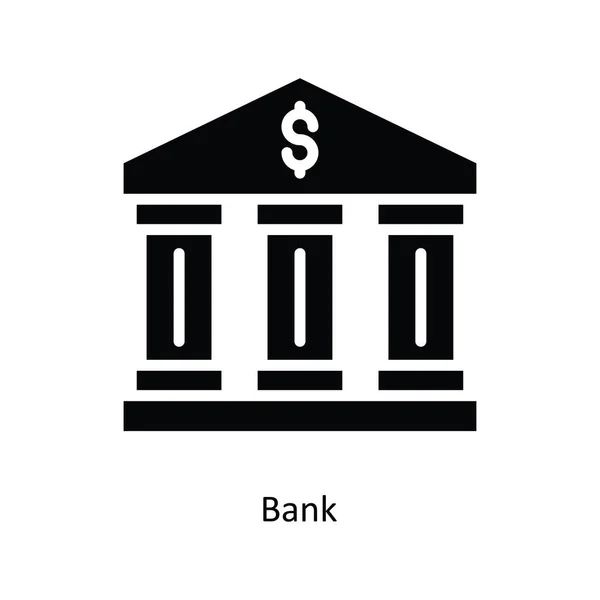 Banco Vetor Sólido Icon Design Ilustração Banco Símbolo Fundo Branco — Vetor de Stock