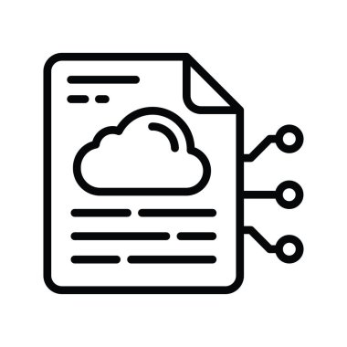 Dijital Bulut vektör taslağı Simge Tasarımı illüstrasyonu. Beyaz arkaplan EPS 10 Dosyasında Bulut hesaplama simgesi