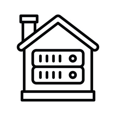 Veri merkezi vektör anahatları Simge Tasarımı illüstrasyonu. Beyaz arkaplan EPS 10 Dosyasında Bulut hesaplama simgesi