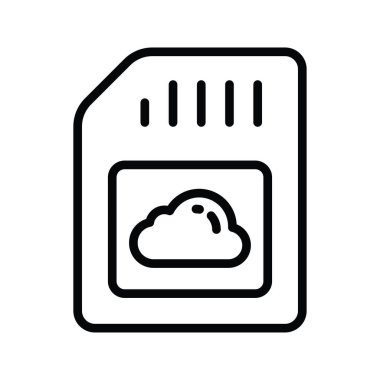 Bulut Sim vektör anahatları Simge Tasarım çizimi. Beyaz arkaplan EPS 10 Dosyasında Bulut hesaplama simgesi