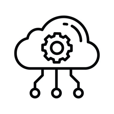 Bulut Onarım vektör anahatları Simge Tasarımı illüstrasyonu. Beyaz arkaplan EPS 10 Dosyasında Bulut hesaplama simgesi